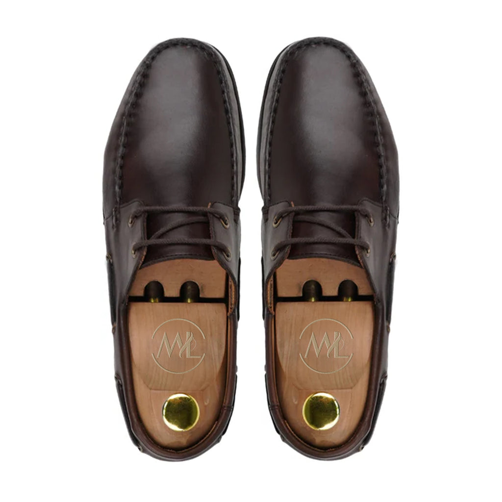 Marco Classic Leather Boat Shoes Top View By Marvel Leather