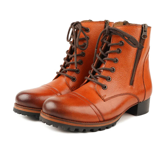 Marvel Leather Amélie Cognac Ankle Boots Side View 