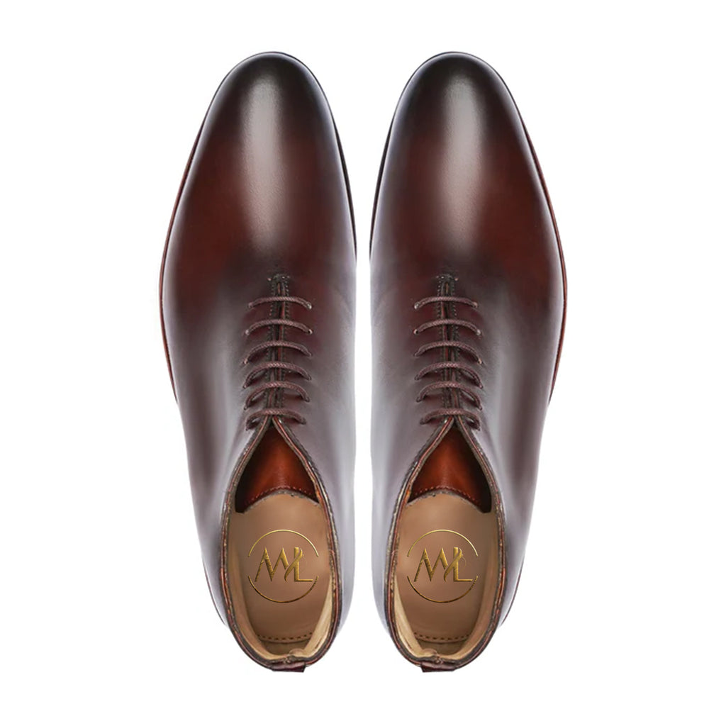 Maurizio Brown Leather Dress Boots Top View By Marvel Leather