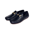 Maxence pebbled leather loafers with gold buckle – side angle
