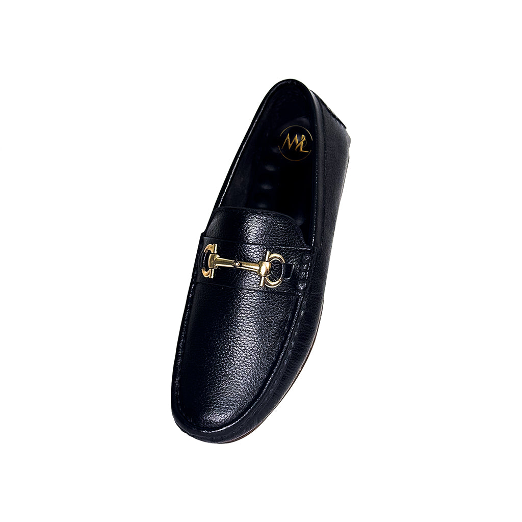 Handmade black leather loafers with gold horsebit – Marvel Leather
