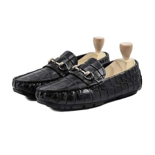 Maxime Crocodile Embossed Bit Loafers by Marvel Leather – Exotic Leather Luxury Shoes