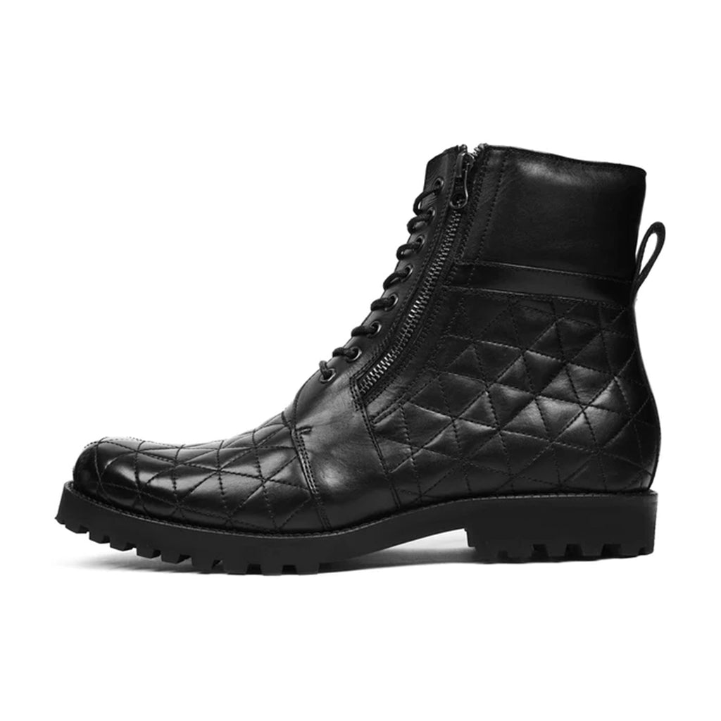 Premium quilted design boots with durable sole grip, elegant and stylish for formal wear. Side angle view.
