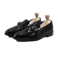 Nikolai patent black buckle leather loafers by Marvel Leather – luxury handmade formal shoes for men