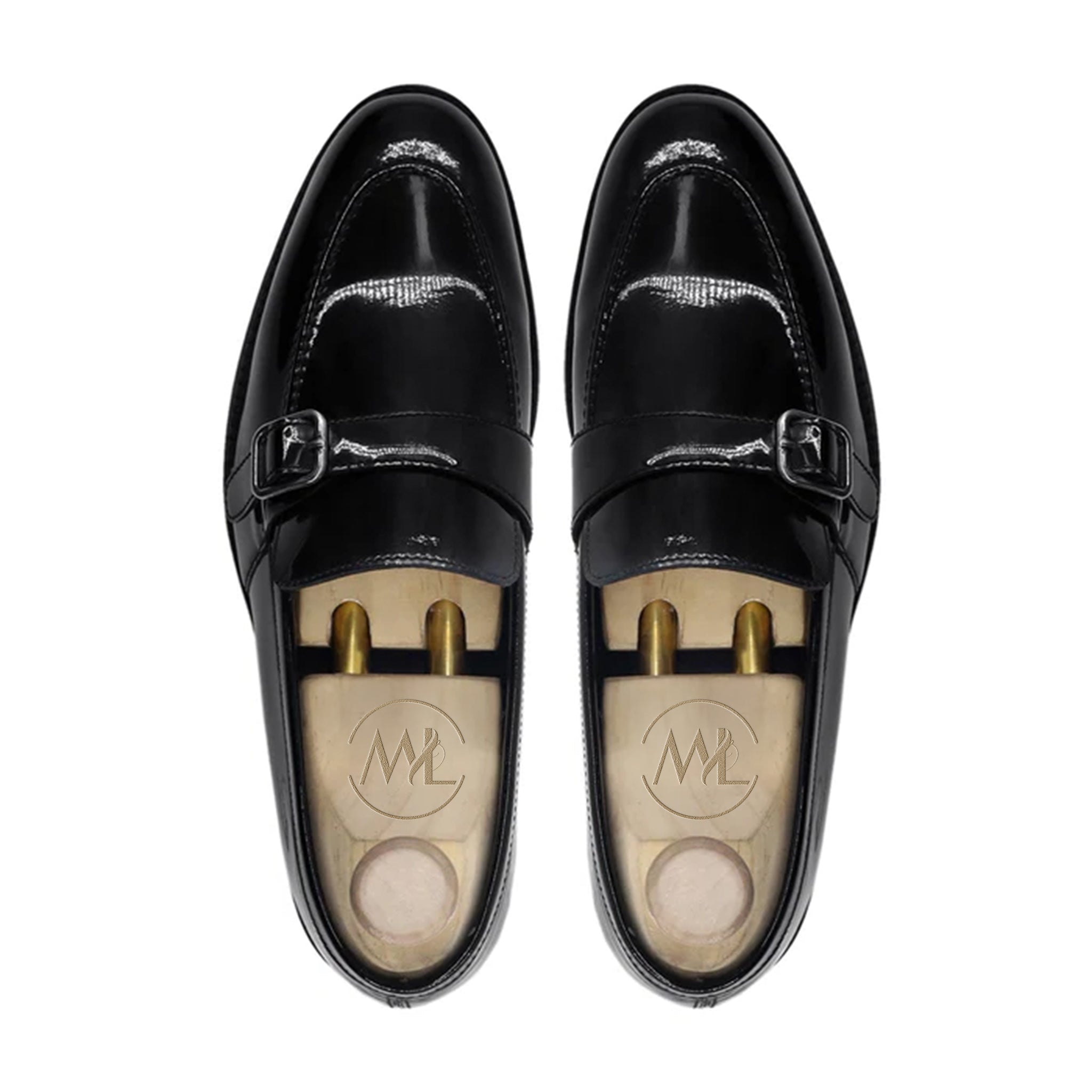 Nikolai patent black buckle leather loafers by Marvel Leather – luxury handmade formal shoes for men