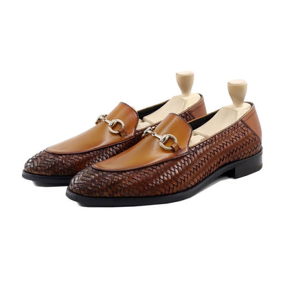 Otmar Woven Dual Tone Horsebit Loafers Front By Marvel Leather 