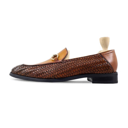 Otmar Woven Dual Tone Horsebit Loafers Side By Marvel Leather 