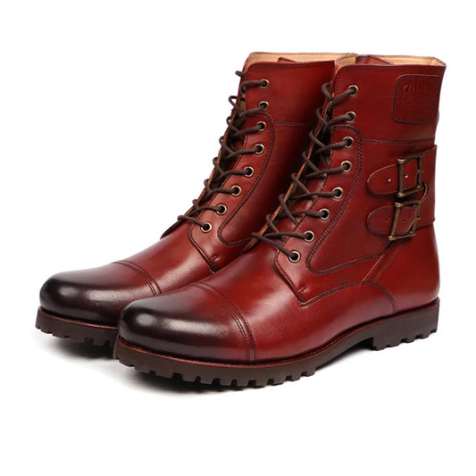 Marvel Leather presents Fiorenzo Double Buckle Combat Boots made in Pakistan with premium class leather and input material with the artisanship of unparalleled skilled artisans. Shipping Worldwide