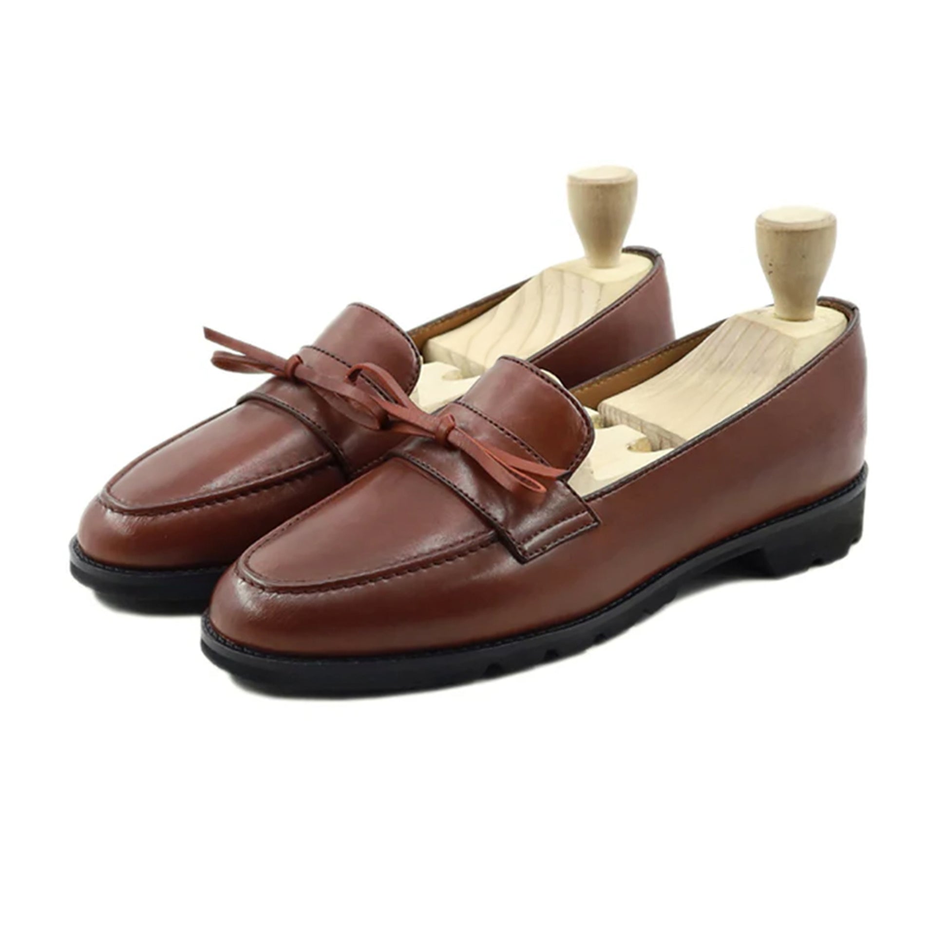 Sabrina Bow Tie Leather Loafers – Handmade Women's Shoes