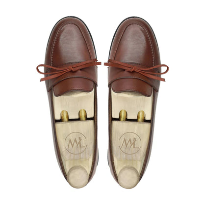 Sabrina Bow Tie Leather Loafers Top Shot