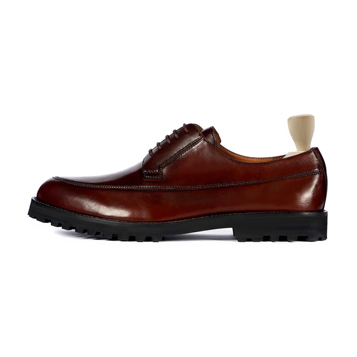 Sergio Leather Derby Lug Sole Shoes Side View By Marvel Leather