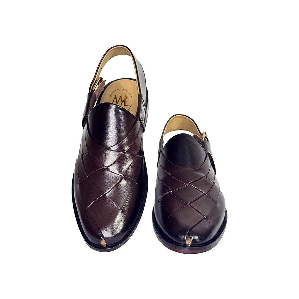 Shehryar Handmade Marvel Leather Sandals top angle - Marvel Leather