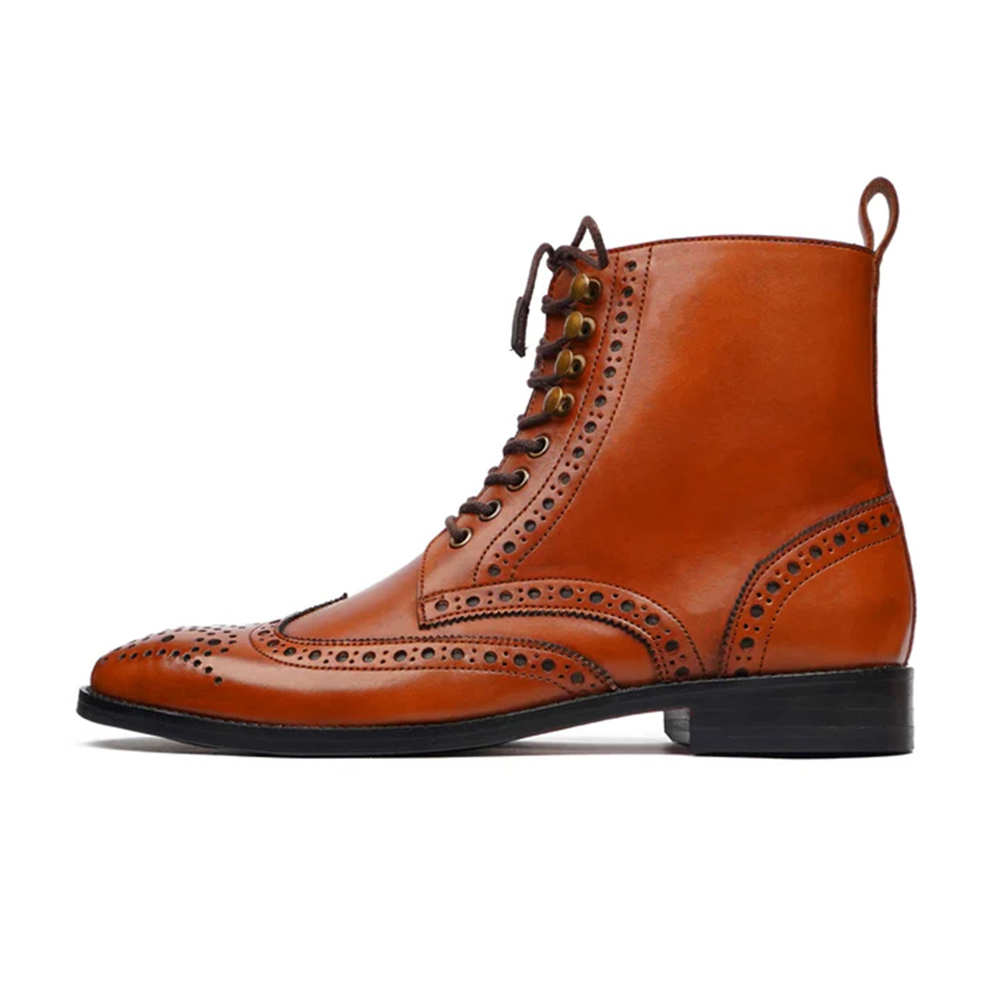 Lorenzo Heritage Brogue Leather Boots are premium handmade luxury shoes in Pakistan made by Marvel Leather, shipping worldwide 
