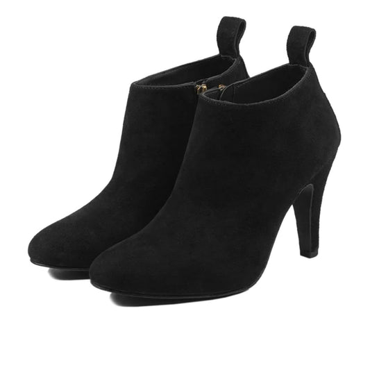 Sofia black suede stiletto ankle boots 