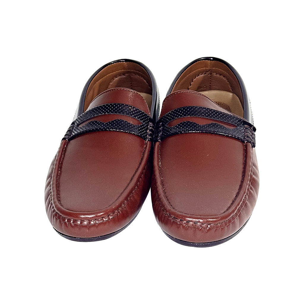 Spencer Dual Tone Leather Penny Loafers Front - Marvel Leather
