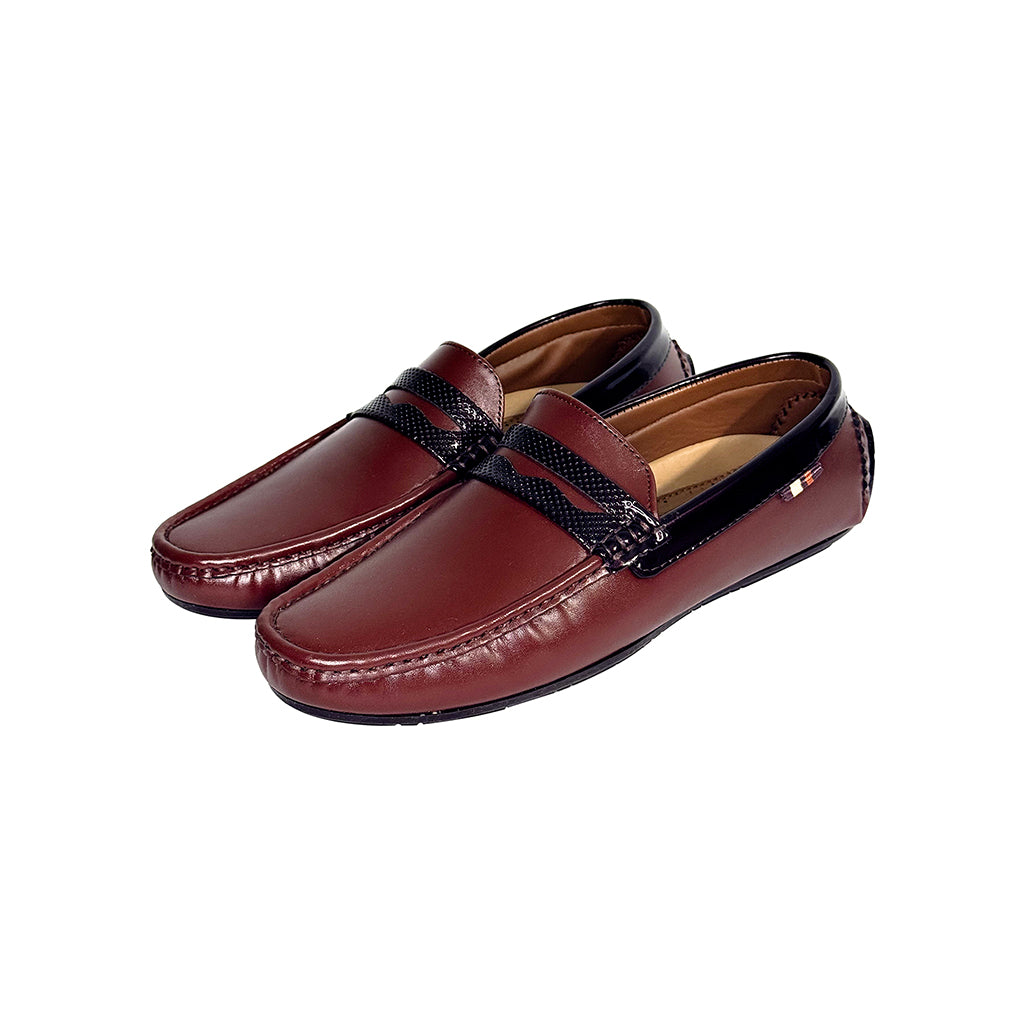 Spencer Dual Tone Leather Penny Loafers Side - Marvel Leather 