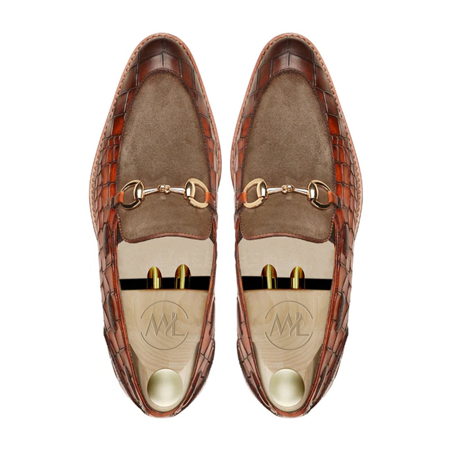 Tobias Croc Embossed Suede Loafers Top View By Marvel Leather 