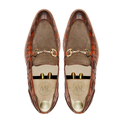 Tobias Croc Embossed Suede Loafers Top View By Marvel Leather 