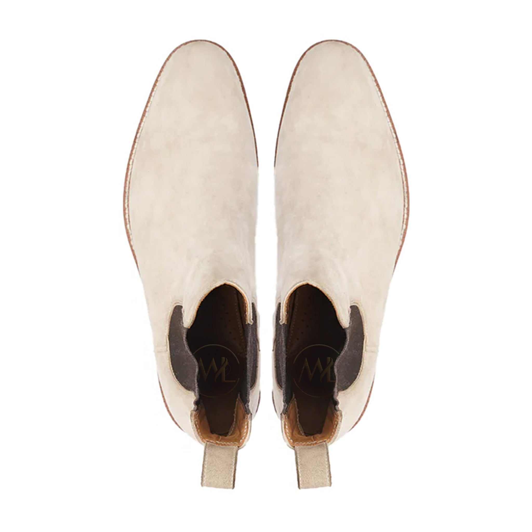 Stylish top view with Marvel Leather logo stamped insole and soft finish interior.
