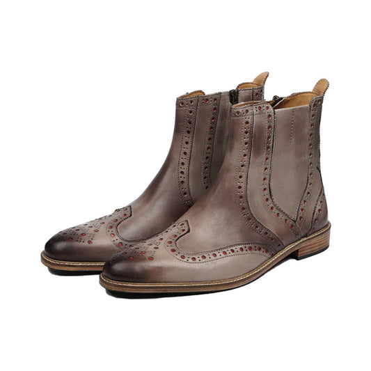 Valentino Two Tone Brogue Chelsea Boots Front View