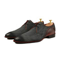 Valerio Two-Tone Suede Derby Shoes Front View By Marvel Leather