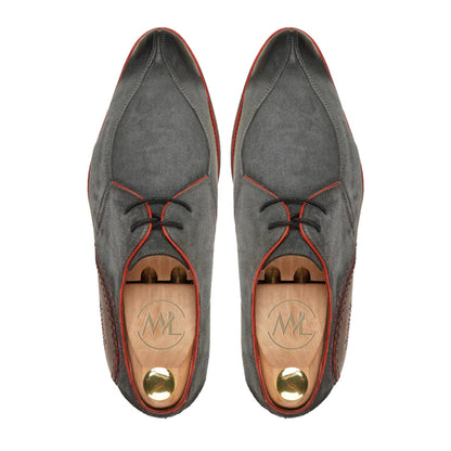 Valerio Two-Tone Suede Derby Shoes Top View By Marvel Leather