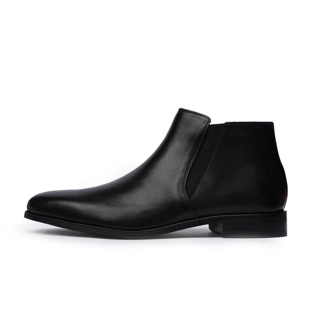 Vittore Black Leather Handmade Chelsea Ankle Boots Side Profile