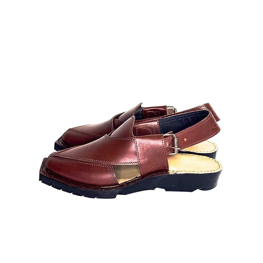 side view of afridi peshawari chappal sandals showcasing their elegant design and superior craftsmanship