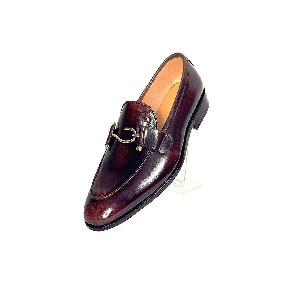  top view of alarico horsebit penny loafers highlighting the premium craftsmanship and stylish details