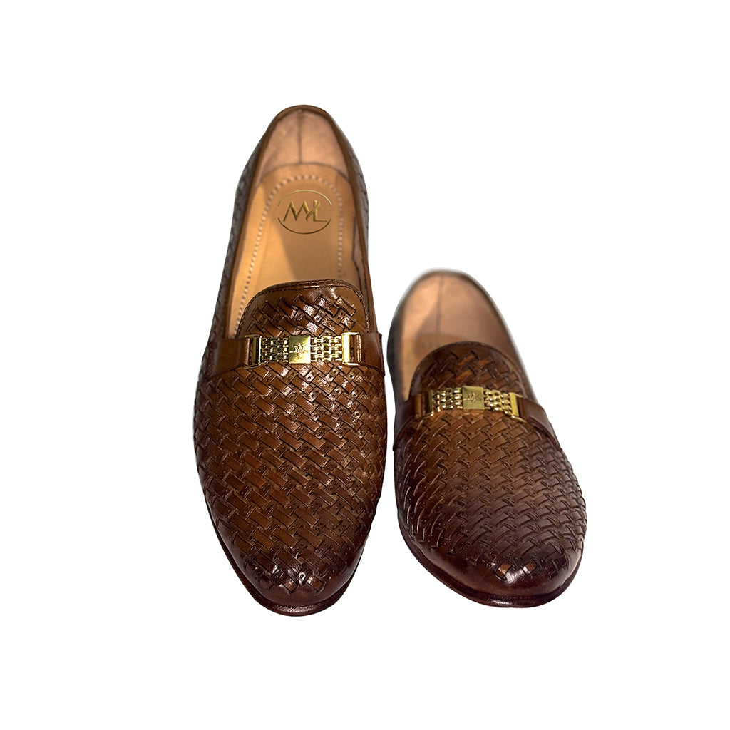 Marvel Leather Alonzo Woven Leather Horsebit Loafers – Handmade Genuine Leather Shoes for Men – Luxury Style