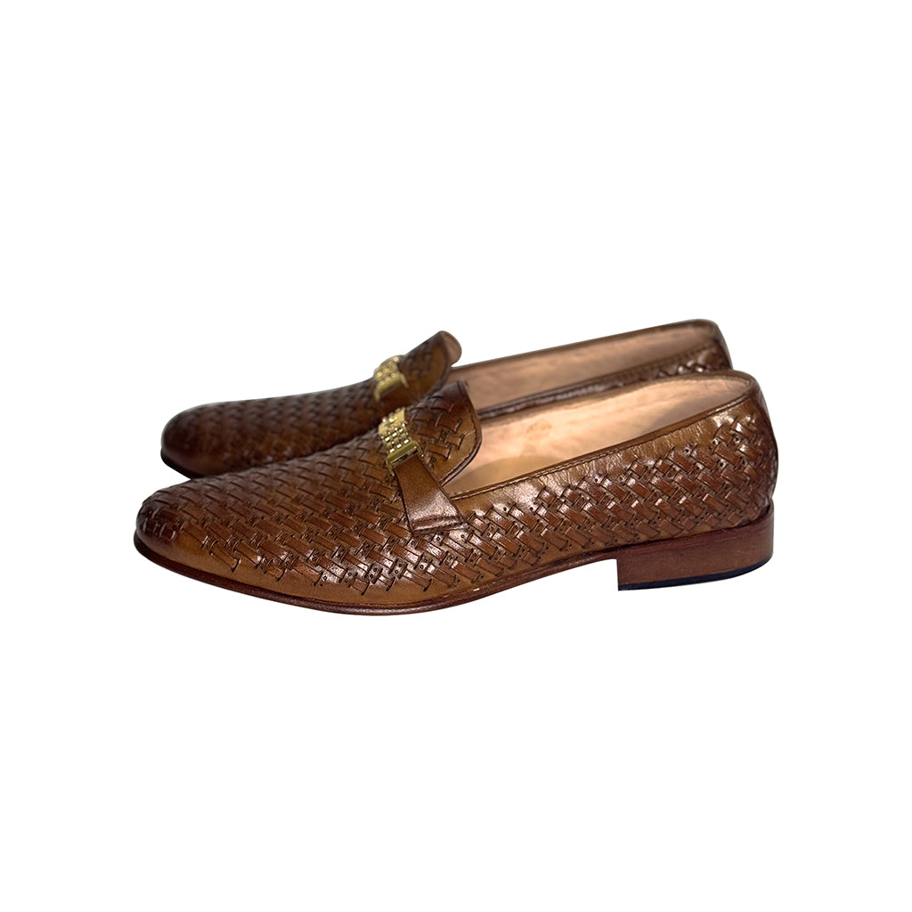 Marvel Leather Alonzo Woven Leather Horsebit Loafers – Handmade Genuine Leather Shoes for Men – Luxury Style
