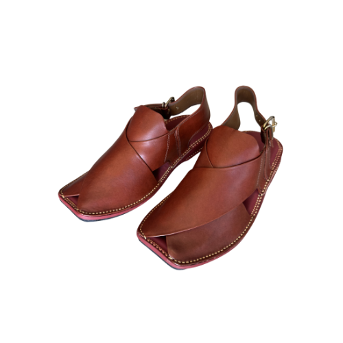 Classic brown Peshawari chappal for men leather angle view