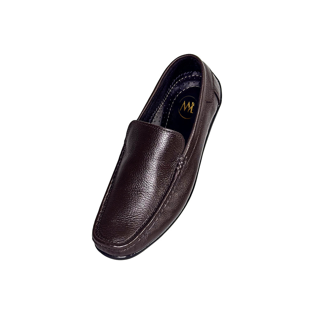 elio minimalist soft leather driving moccasins top angle