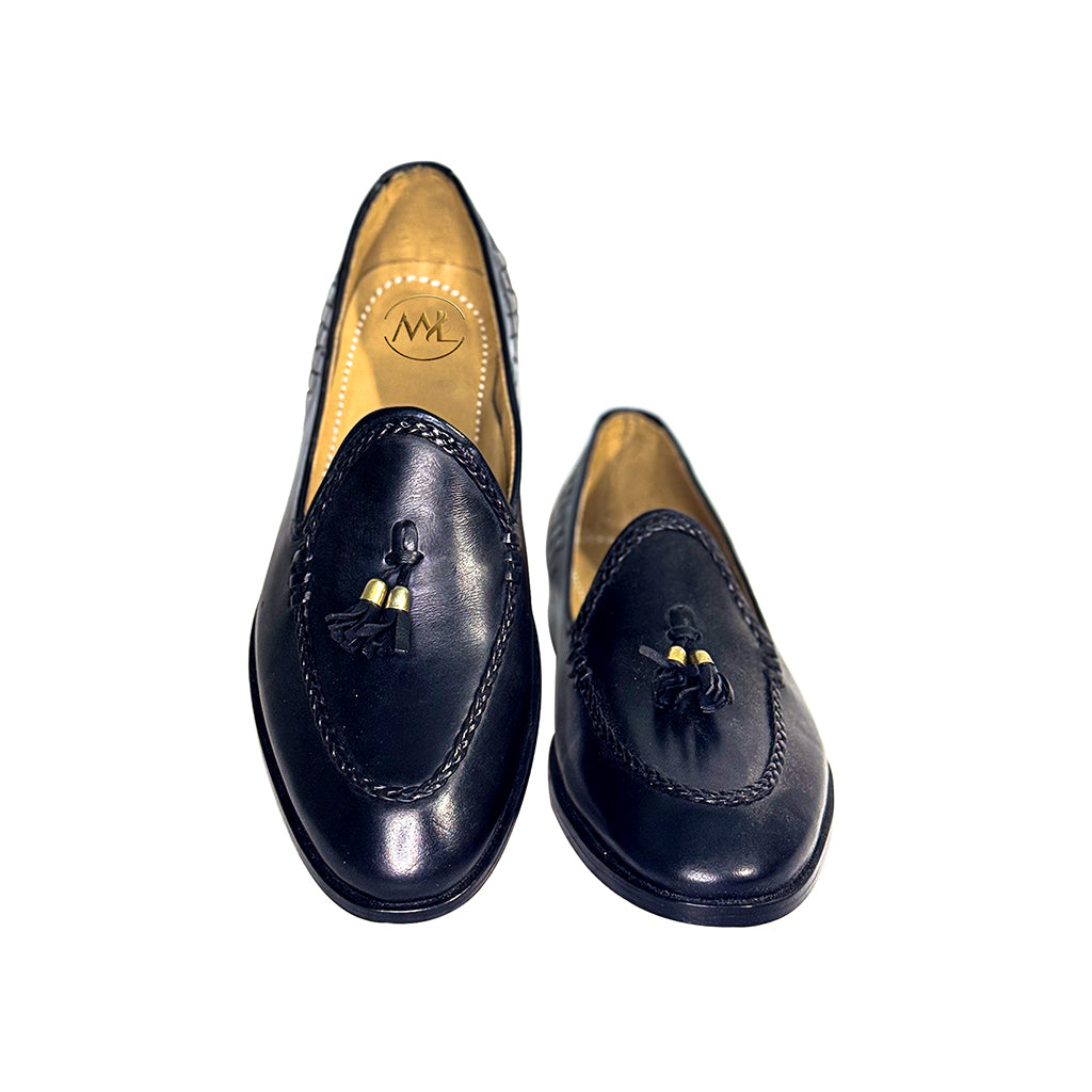 elisio braided tassel leather loafers top view by Marvel Leather 