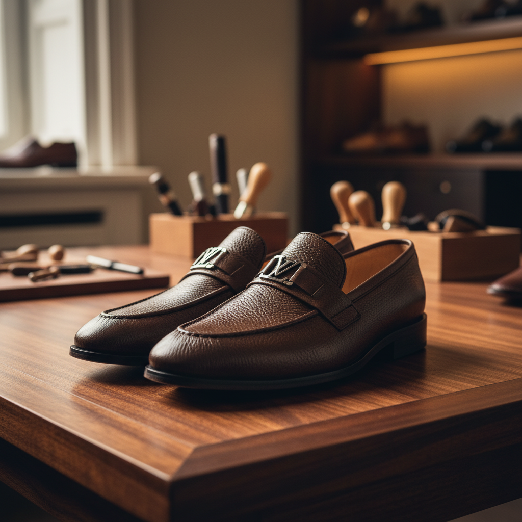 Hand finished pebbled leather loafers crafted from premium full grain leather