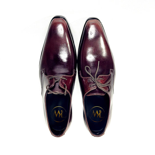 Handmade Burgundy Derby Shoes Top View for Men by Marvel Leather