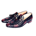 Lazaro black and wine woven leather loafers with tassel and metal detail – Marvel Leather