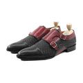 Leopold Woven Dual Monk Strap Shoes Front View – Marvel Leather
