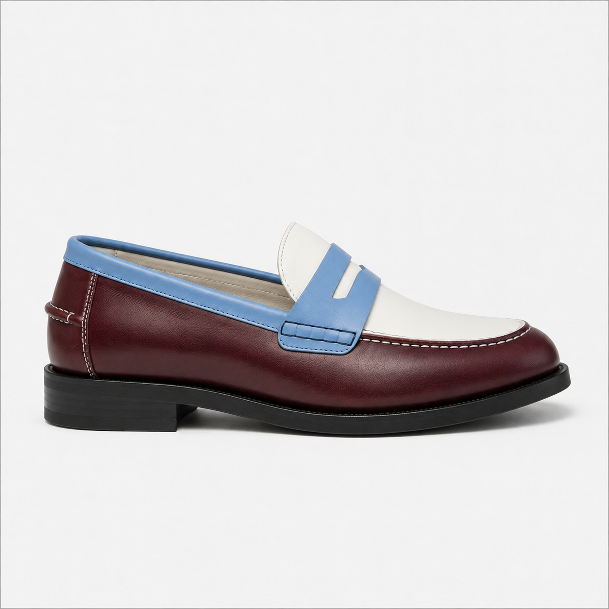 Marvel Burgundy Colorblock Penny Loafers Side View
