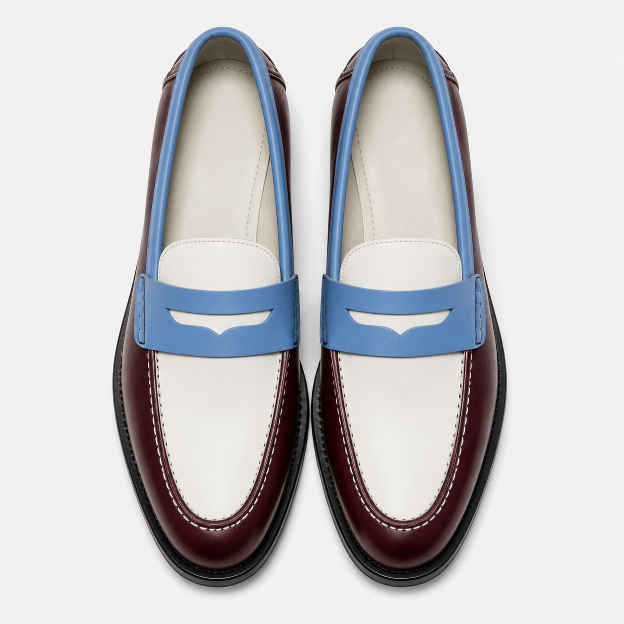 Marvel Burgundy Colorblock Penny Loafers Top View
