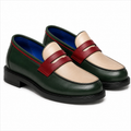 Marvel Green & Burgundy Contrast Penny Loafers front view
