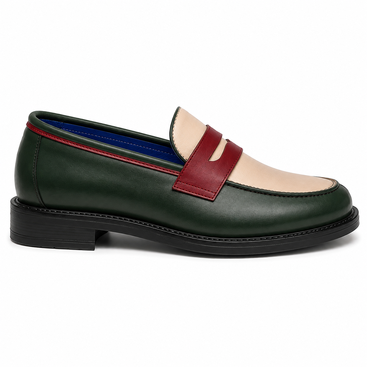Marvel Green & Burgundy Penny Loafers side view