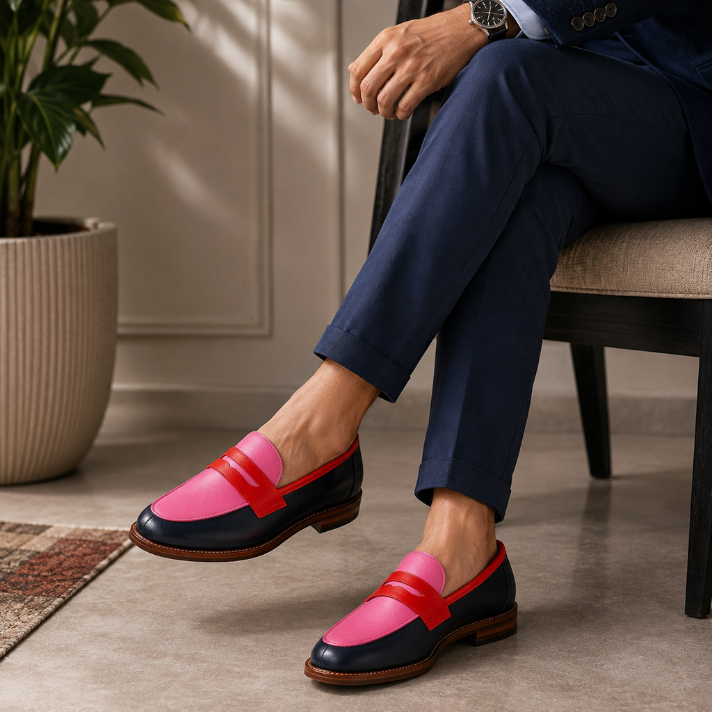 Marvel Pink & Red Contrast Penny Loafers lifestyle