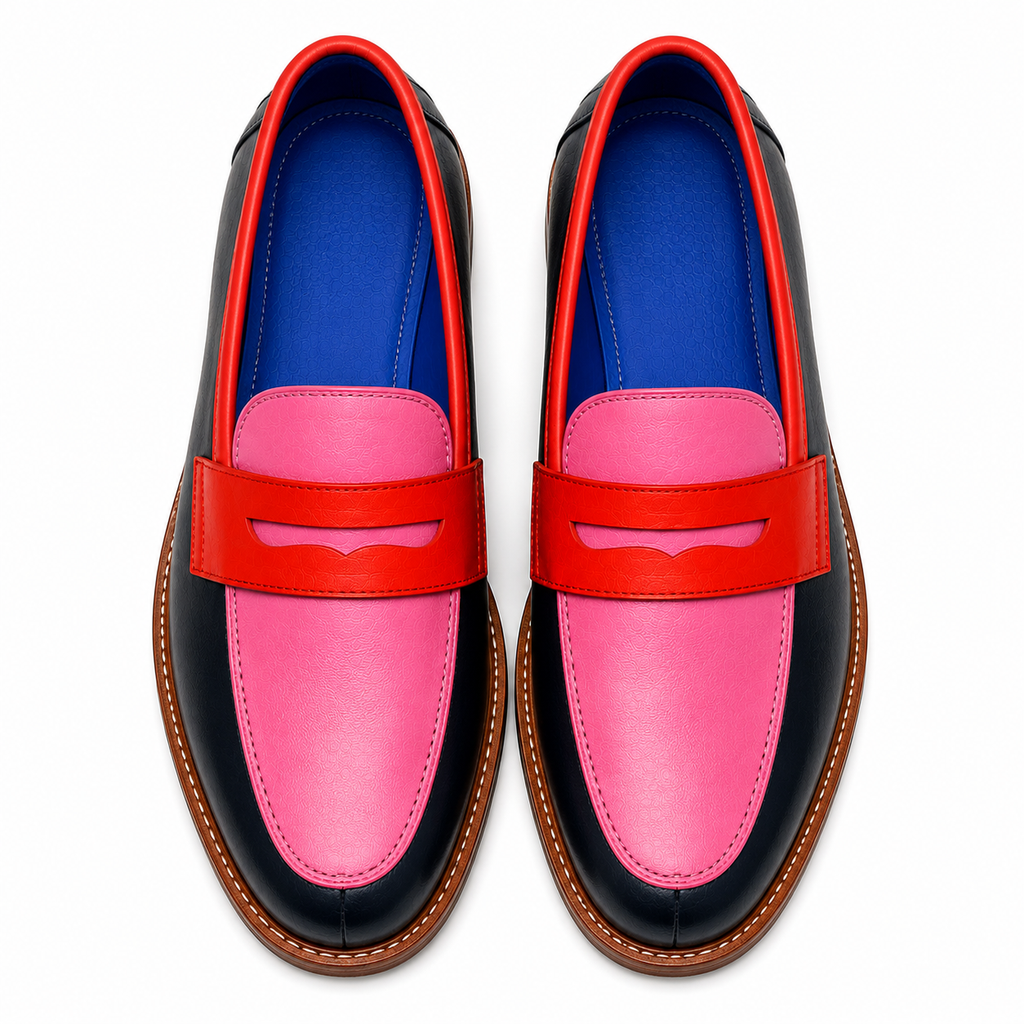 Marvel Pink & Red Contrast Penny Loafers top view