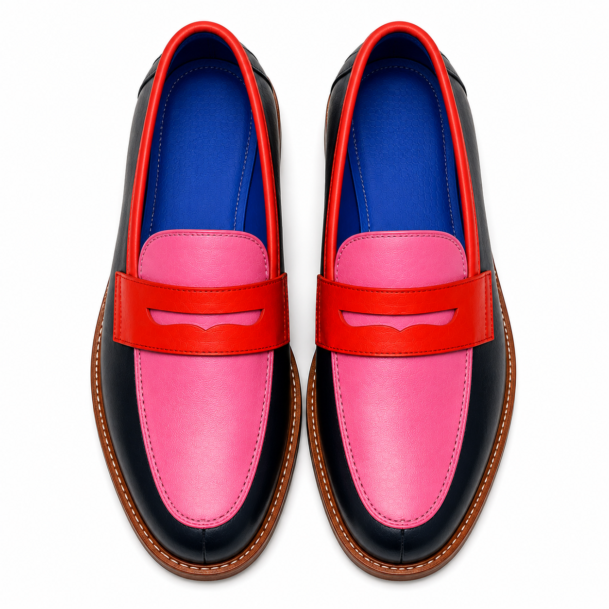 Marvel Pink & Red Contrast Penny Loafers top view