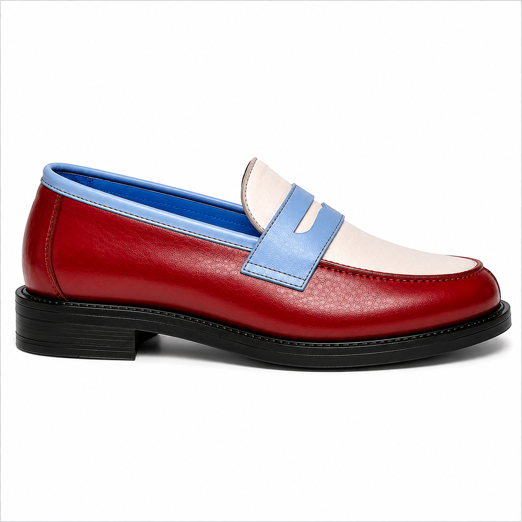 Marvel Red & Blue Contrast Penny Loafers side view