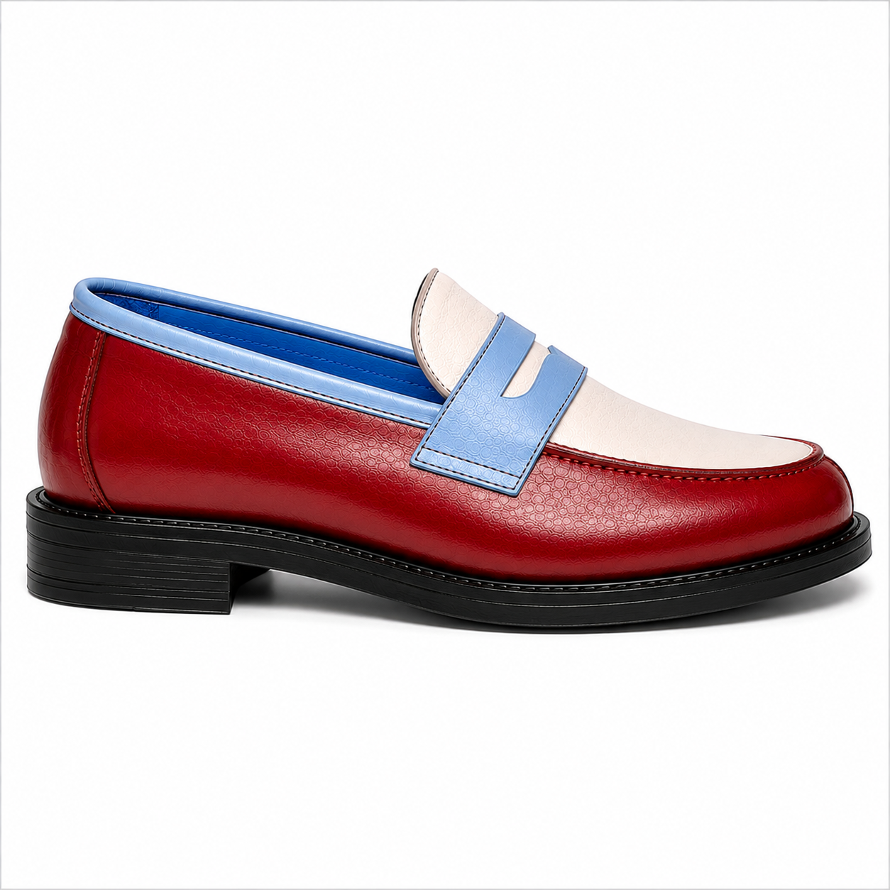 Marvel Red & Blue Contrast Penny Loafers side view
