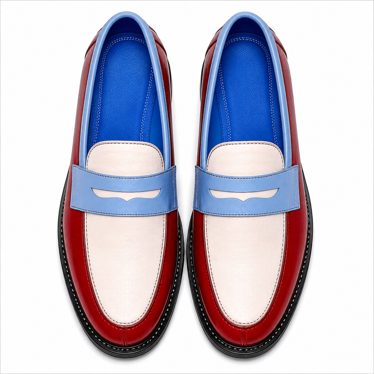 Marvel Red & Blue Contrast Penny Loafers top view