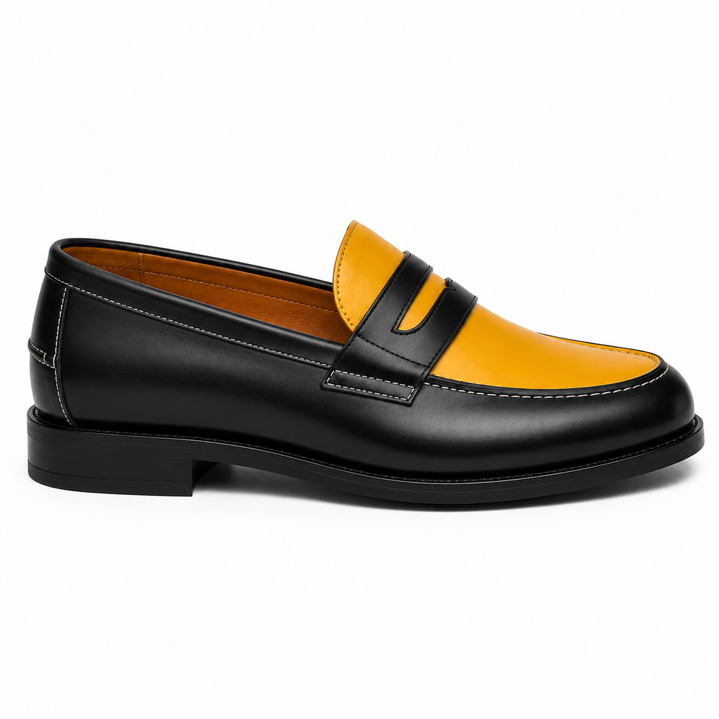 Marvel Signature Black Amber Leather Loafers side view