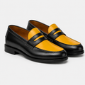 Marvel Signature Black Amber Leather Loafers front view